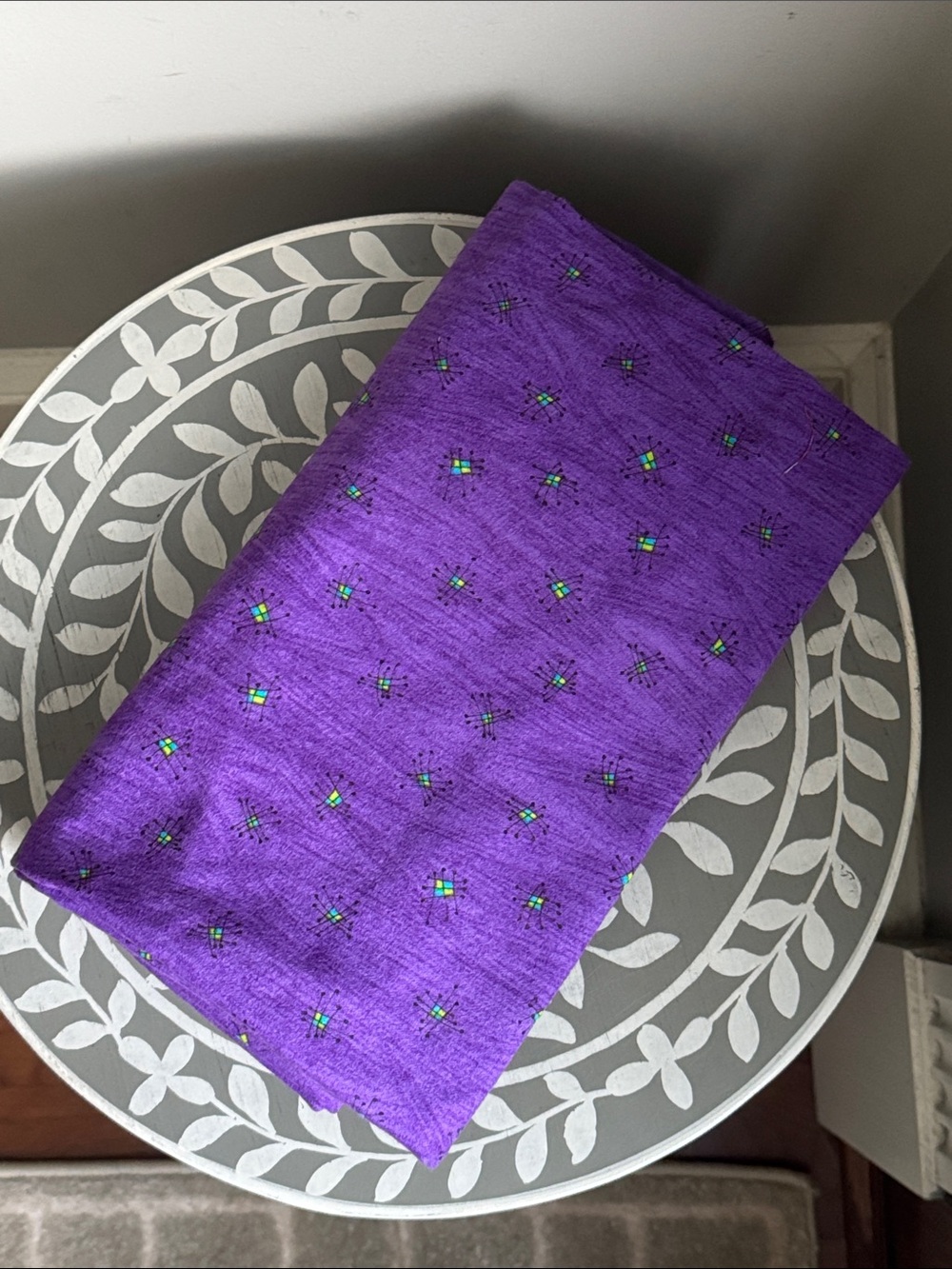 Purple Flannel Fabric Happy Hippiez by Jan Mullen Marcus Brothers 1.25 Yards
